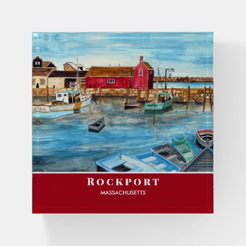 Rockport Harbor Massachusetts New England USA Paperweight