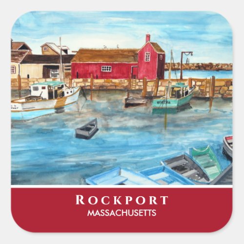 Rockport Harbor Massachusetts New England USA Square Sticker