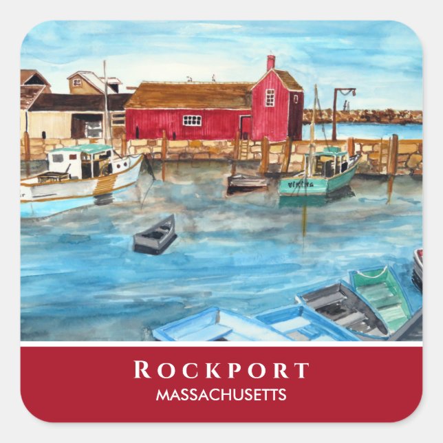 Rockport Harbor Massachusetts New England USA Square Sticker (Front)