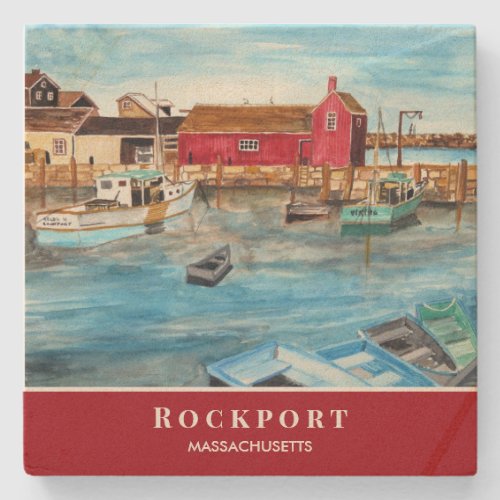 Rockport Harbor Massachusetts New England USA Stone Coaster