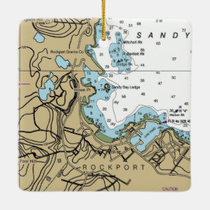 Rockport MA Nautical Chart Ceramic Ornament