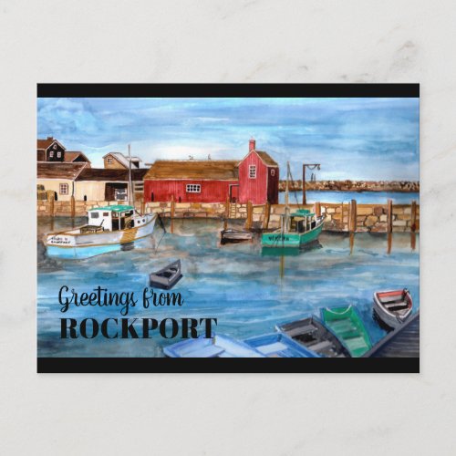 Rockport Massachussetts New England Painting Postcard