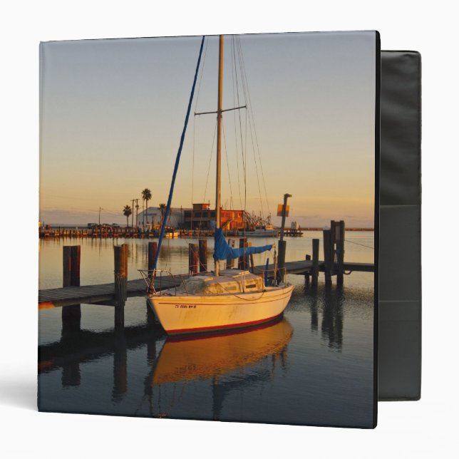 Rockport, Texas harbor at sunset 3 Ring Binder (Front/Inside)