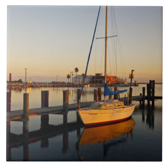 Rockport, Texas harbor at sunset Ceramic Tile (Front)