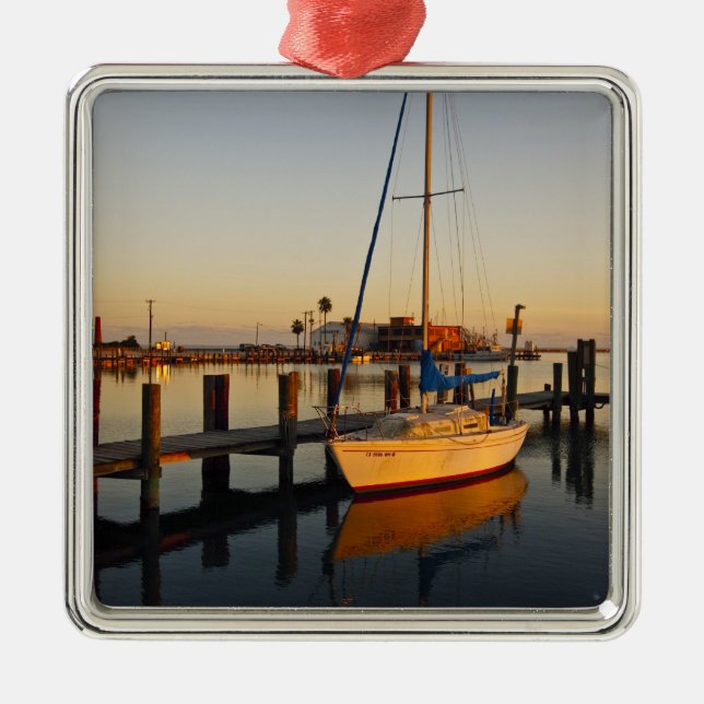 Rockport, Texas harbor at sunset Metal Ornament (Front)
