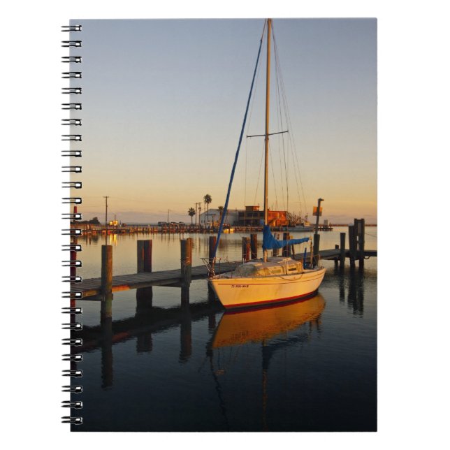 Rockport, Texas harbor at sunset Notebook (Front)