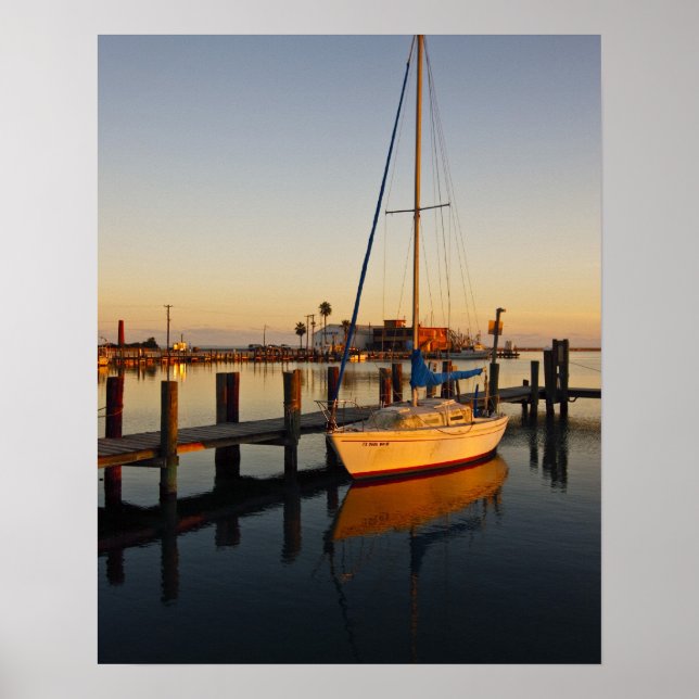 Rockport, Texas harbor at sunset Poster (Front)