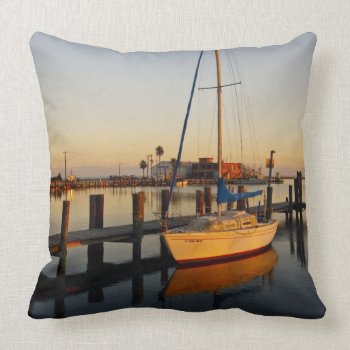 Rockport  Texas Harbor At Sunset Throw Pillow by tothebeach at Zazzle
