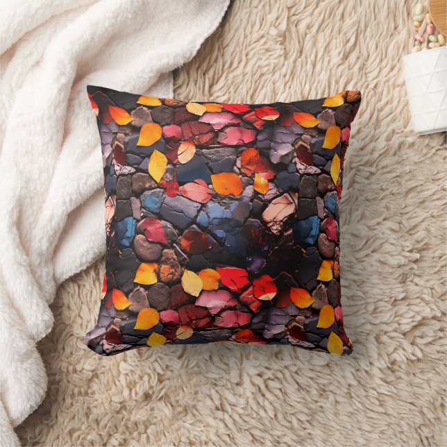 Rocks and Leaves Throw Pillow (Blanket)