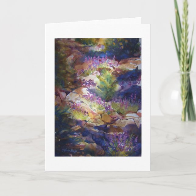 "Rocks and Lupine" Watercolor Greeting Card (Front)