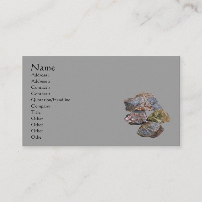 Rocks And Minerals Business Card (Front)