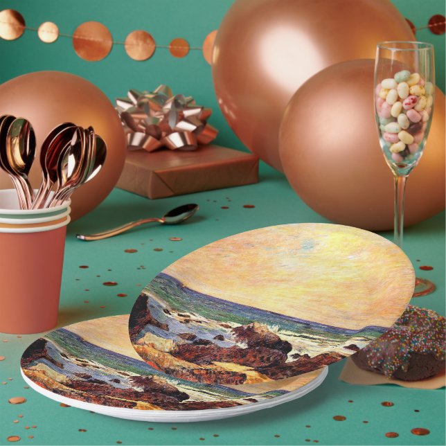 Rocks and Sea by Gauguin,  Paper Plates (Multi)