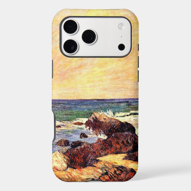 Rocks and Sea by Paul  Gauguin, iPhone Case (Back)