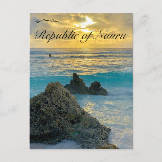 Rocks and Waves in Nauru Postcard (Front)