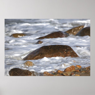 Rocks and Waves in Rhode Island Poster