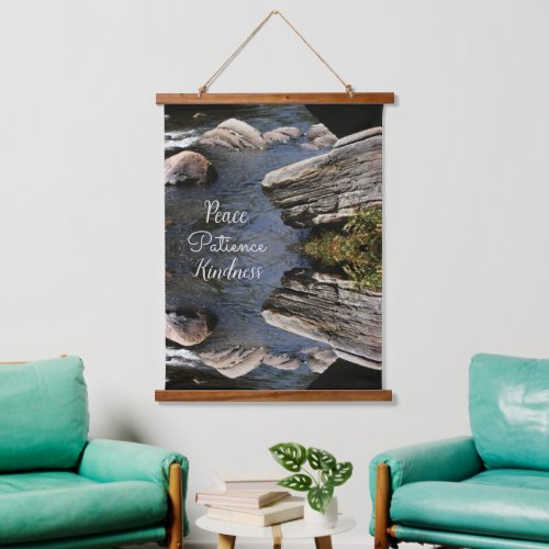 Rocks In Stream Nature Abstract Inspirational Hanging Tapestry