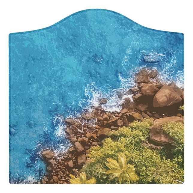 Rocks in the sea, above view 1 door sign (Large Crest Front)