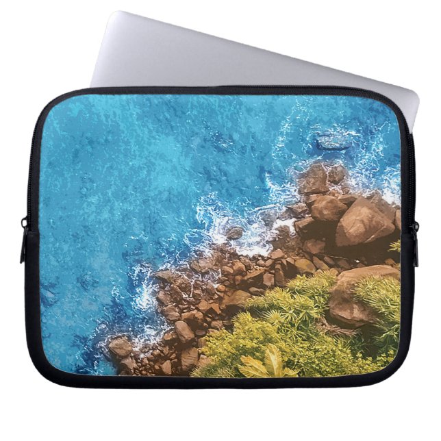 Rocks in the sea, above view 1 laptop sleeve (Front)