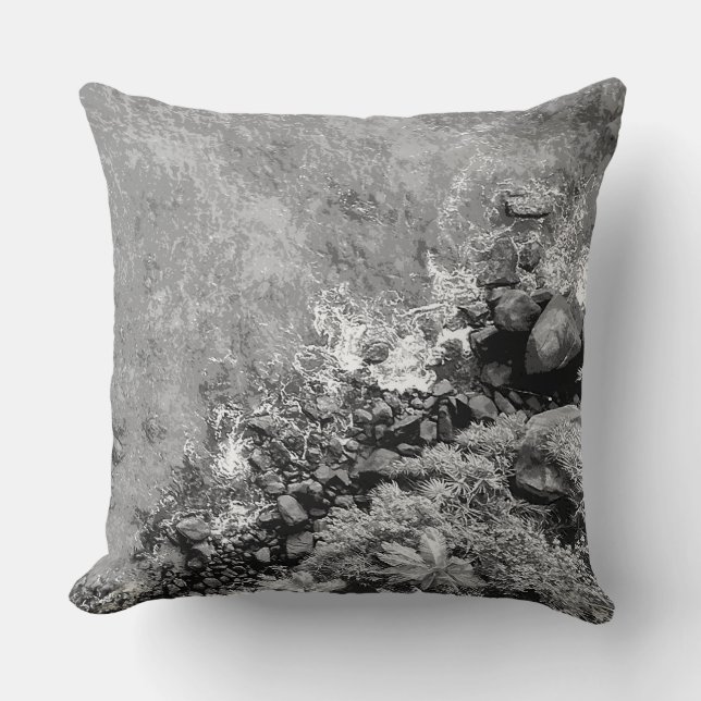 Rocks in the sea, above view 2 throw pillow (Front)