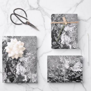 Rocks in the sea, above view 2 wrapping paper sheets