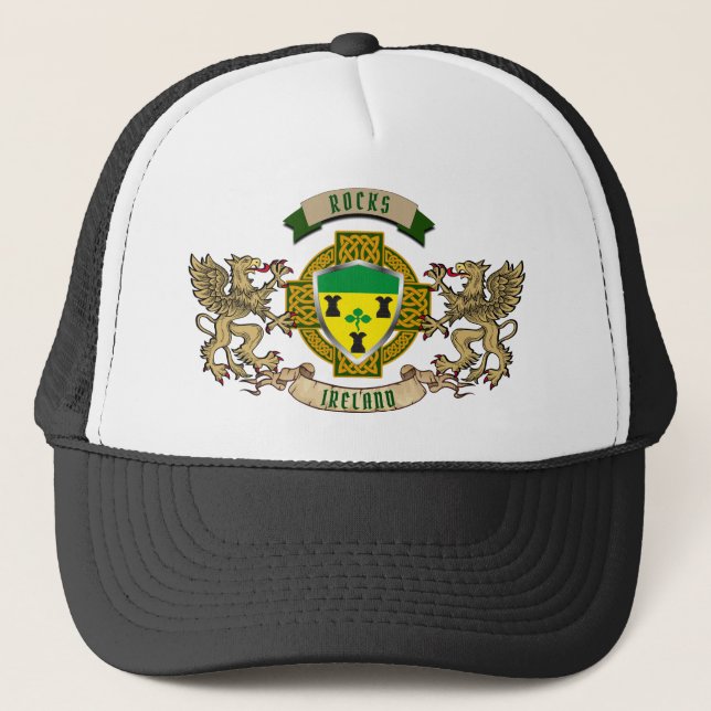 Rocks Irish Shield & Griffins Personalized   Trucker Hat (Front)