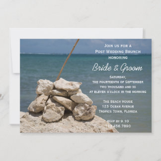 Rocks on Beach Post Wedding Brunch Invitation