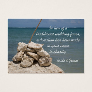 Rocks on Beach Wedding Charity Favor Card