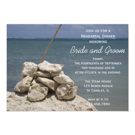 Rocks on Beach Wedding Rehearsal Dinner Invitation