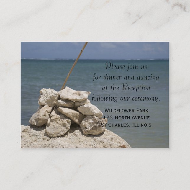 Rocks on the Beach Wedding Reception Card (Front)