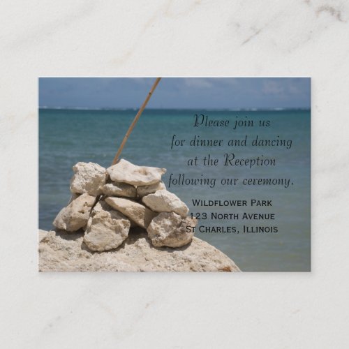 Rocks on the Beach Wedding Reception Card Business Card