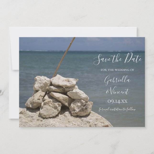 Rocks on the Beach Wedding Save the Date (Front)