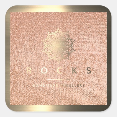 Rocks Pink Rose Gold Foxier Texture Square Sticker