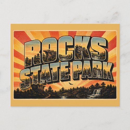 Rocks State Park MD Vintage Travel Art Postcard