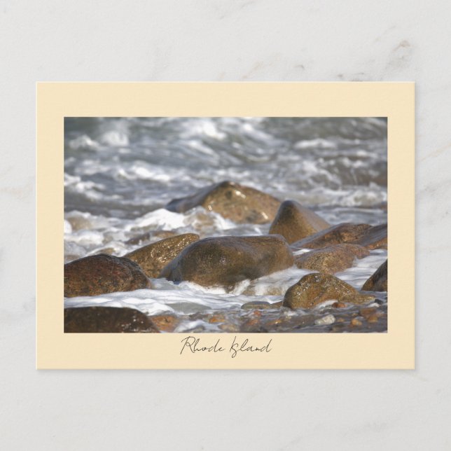 Rocks Waves Rhode Island Postcard (Front)