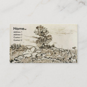 Rocks with Oak Tree Van Gogh Fine Art Business Card
