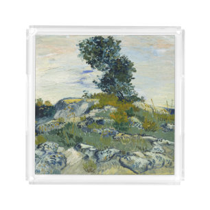 Rocks with Oak Tree, Van Gogh Oil Painting Acrylic Tray