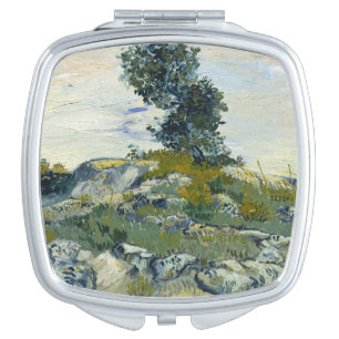 Rocks with Oak Tree, Van Gogh Oil Painting Compact Mirror