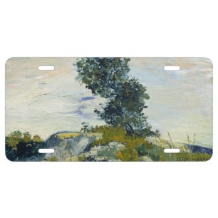 Rocks with Oak Tree, Van Gogh Oil Painting License Plate