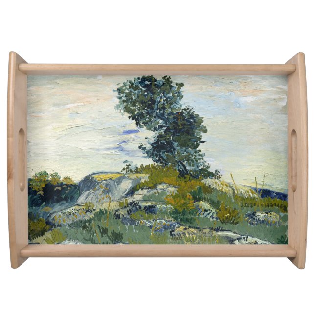 Rocks with Oak Tree, Van Gogh Oil Painting Serving Tray (Front)