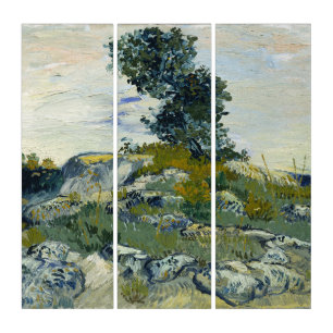 Rocks with Oak Tree, Van Gogh Oil Painting Triptych
