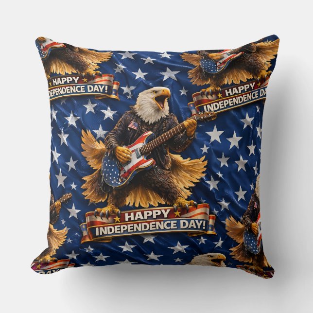 Rockstar American Eagle happy Independence Day thr Throw Pillow (Front)