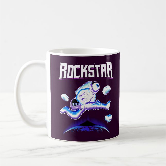 Rockstar astronaut playing guitar in space coffee  coffee mug (Left)