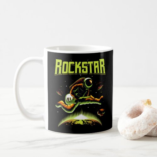Rockstar astronaut playing guitar in space coffee mug
