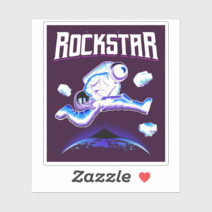 Rockstar astronaut playing guitar in space sticker
