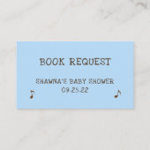 Rockstar baby shower book request - blue business card (Back)