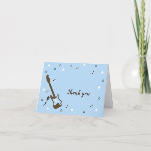 Rockstar baby shower thank you note blue brown