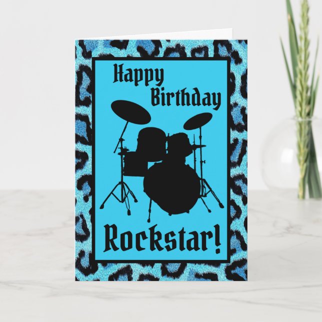 Rockstar Birthday Card Drummer Musician Drums Rock (Front)