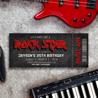 Rockstar Birthday Ticket Invitation