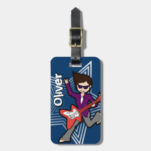 Rockstar blue kids id luggage tag