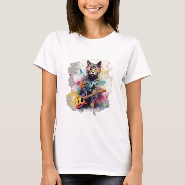 rockstar cat cat lover design  T-Shirt (Front)